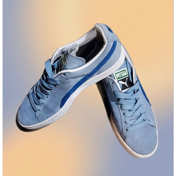 Puma Shoes - Puma Light Blue Suede Sneakers Ladies 6.5 USA With Dark Blue Side Accent